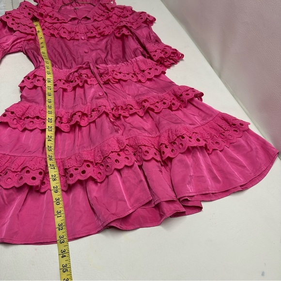 CeliaB Pink Ruffled Puff Sleeve satin Mini Dress nwt size Small - Picture 6 of 14